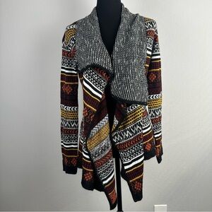 Closet Space Southwestern Aztec Print Open Front Cardigan Sweater Womens XL Boho
